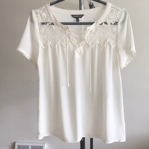 Express White Short Sleeve Blouse